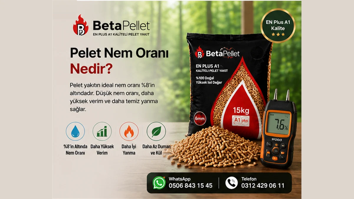 Pelet nem oranı ve kuru saklama bilgilendirme görseli - Beta Pelet